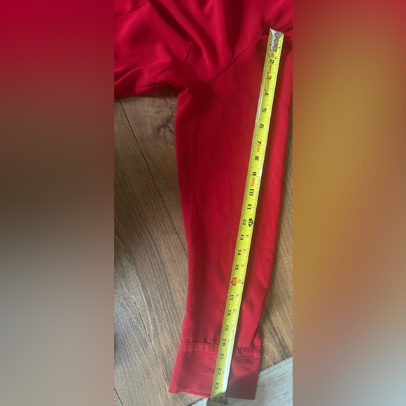 NY & Co Red Button Front Blouse Medium Long Sleeve Career Work Shirt - Picture 6 of 7